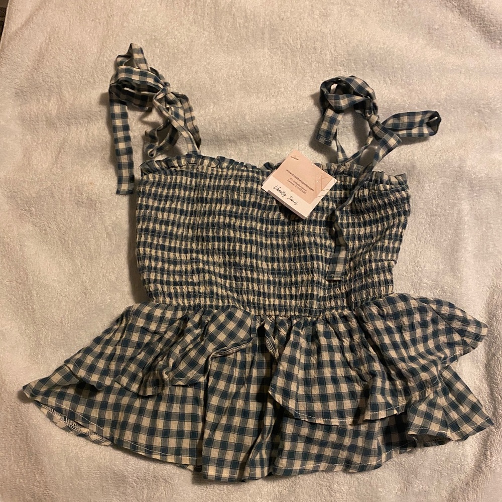Checkered Peplum Top